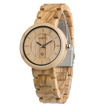 Load image into Gallery viewer, Bamboo wood watch watch ladies watch quartz movement watch
