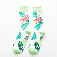 Load image into Gallery viewer, Crane flamingo cotton tube men's socks
