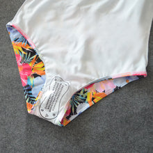 Load image into Gallery viewer, Sexy Mesh One Piece Swimsuit High Cut Swimwear Women Floral Bathing Suit Patchwork Bikini

