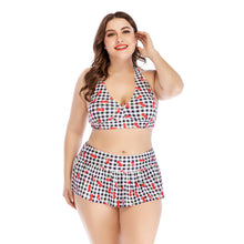 Load image into Gallery viewer, Plaid printed split bikini
