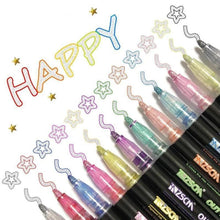 Load image into Gallery viewer, Metal outline pen hand-painted 12-color highlighter marker pen
