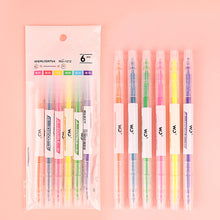 Load image into Gallery viewer, Double-Headed Marker Pen 6 Color Set Highlighter Pen
