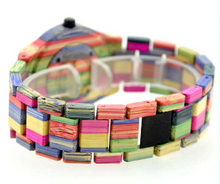 Load image into Gallery viewer, Colored Bamboo Wood Carving Couple Watch
