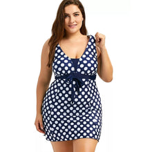 Load image into Gallery viewer, Print plus-size skirt split swimsuit
