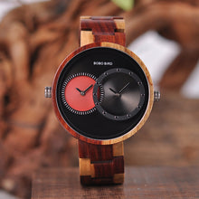 Load image into Gallery viewer, BOBO BIRD Thin Men Watch Original Wood Watches 2 Time Zone Display Quartz Wristwatch horloges mannen
