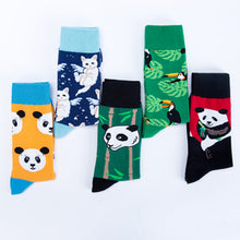 Load image into Gallery viewer, Happy tide socks, pandas, flowers and birds, colorful, high tube, casual cotton socks
