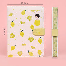 Load image into Gallery viewer, Fruit Print Notebook Planner Magnetic Buckle PU NoteBook Yearly Agenda Color Illustration Daily Plan Kawaii Stationery
