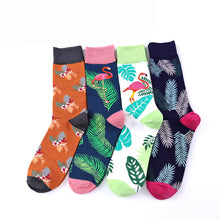 Load image into Gallery viewer, Crane flamingo cotton tube men's socks
