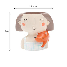Load image into Gallery viewer, Cartoon Wreath Girl Resin Succulent Flower Pot Desktop Decoration Potted Plant
