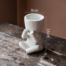 Load image into Gallery viewer, Little White Man Doodle Flower Pot Flower Succulent
