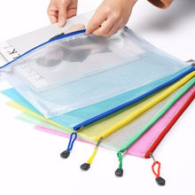 Load image into Gallery viewer, Plastic Transparent Mesh Zipper File Bag
