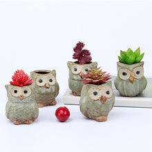 Load image into Gallery viewer, Mini Thumb Owl Small Flower Pot Stoneware Ornament
