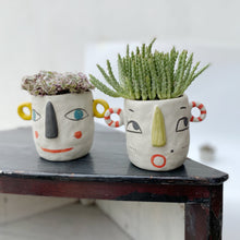 Load image into Gallery viewer, Handmade Ceramic Succulent Flower Pot With Human Face
