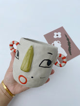 Load image into Gallery viewer, Handmade Ceramic Succulent Flower Pot With Human Face
