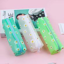 Load image into Gallery viewer, Transparent Tpv Girl Cosmetics Daisy Storage Bag Student Pencil Case

