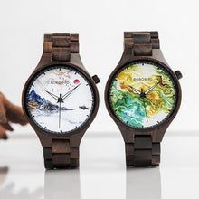 Load image into Gallery viewer, Wooden Watch Young Men's Ethnic Style And Landscape Painting Wooden Quartz Watch
