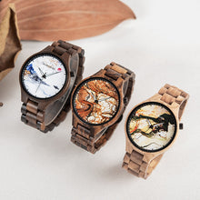 Load image into Gallery viewer, Wooden Watch Young Men's Ethnic Style And Landscape Painting Wooden Quartz Watch
