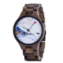 Load image into Gallery viewer, Wooden Watch Young Men's Ethnic Style And Landscape Painting Wooden Quartz Watch
