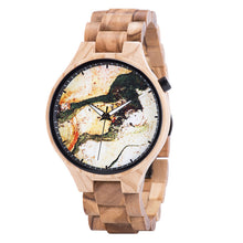 Load image into Gallery viewer, Wooden Watch Young Men's Ethnic Style And Landscape Painting Wooden Quartz Watch
