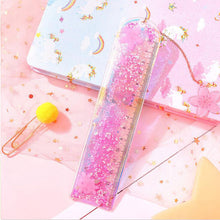 Load image into Gallery viewer, Quicksand Into The Oil Bookmark Ruler Cute Laser Girl Heart Ruler Creative Multifunctional Student Stationery Ruler
