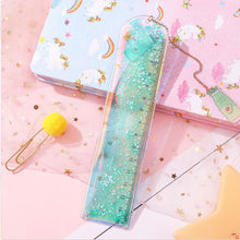 Load image into Gallery viewer, Quicksand Into The Oil Bookmark Ruler Cute Laser Girl Heart Ruler Creative Multifunctional Student Stationery Ruler
