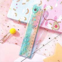 Load image into Gallery viewer, Quicksand Into The Oil Bookmark Ruler Cute Laser Girl Heart Ruler Creative Multifunctional Student Stationery Ruler
