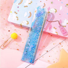 Load image into Gallery viewer, Quicksand Into The Oil Bookmark Ruler Cute Laser Girl Heart Ruler Creative Multifunctional Student Stationery Ruler
