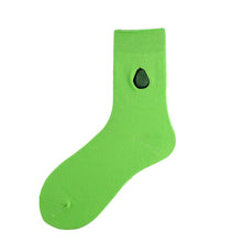 Load image into Gallery viewer, Cotton Ins New Pile Socks Green Avocado Embroidery in Tube Women's Socks
