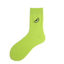 Load image into Gallery viewer, Cotton Ins New Pile Socks Green Avocado Embroidery in Tube Women's Socks
