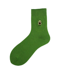 Load image into Gallery viewer, Cotton Ins New Pile Socks Green Avocado Embroidery in Tube Women's Socks
