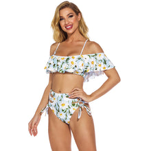 Load image into Gallery viewer, New One-Shoulder Ruffled Lace-Up High-Waist Printed Split Swimsuit
