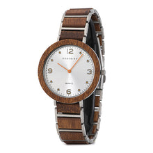 Load image into Gallery viewer, Quartz Wood Watch Waterproof Stainless Steel Casual Watch
