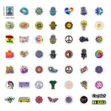 Load image into Gallery viewer, 50 Retro Hippie Stickers Love And Peace Motorcycle Laptop Suitcase Skateboard DIY Diary Stationery PVC Waterproof Stickers 9 Orders
