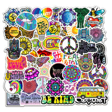 Load image into Gallery viewer, 50 Retro Hippie Stickers Love And Peace Motorcycle Laptop Suitcase Skateboard DIY Diary Stationery PVC Waterproof Stickers 9 Orders
