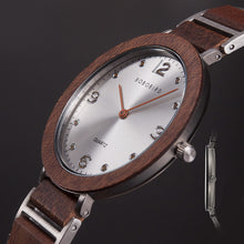Load image into Gallery viewer, Quartz Wood Watch Waterproof Stainless Steel Casual Watch
