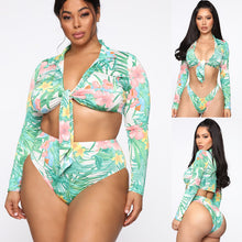 Load image into Gallery viewer, Singularity 2021 New Bikini European and American Large Size Swimsuit Long Sleeve High Waist Fat Lady Amazon Swimsuit
