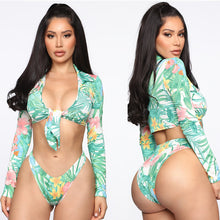 Load image into Gallery viewer, Singularity 2021 New Bikini European and American Large Size Swimsuit Long Sleeve High Waist Fat Lady Amazon Swimsuit
