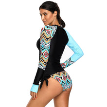 Load image into Gallery viewer, High Neck Long Sleeve Printed Swimsuit
