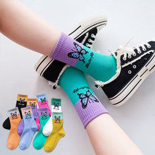 Load image into Gallery viewer, Butterfly Color Matching Socks, Tube Socks, Autumn And Winter Cotton Socks, Korean Style Socks, Student Stockings
