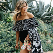 Load image into Gallery viewer, One-piece Swimsuit With Ruffled One-shoulder Print
