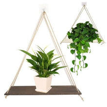 Load image into Gallery viewer, Decorative Hemp Rope Rack On Wooden Wall, Flower Pot Storage Rack, One-Word Partition Storage Rack
