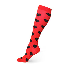 Load image into Gallery viewer, Streetwear Women Harajuku Punk Black Red Polka Dot   Love Heart Slim Cotton Long Socks Gothic Lolita
