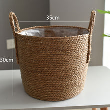 Load image into Gallery viewer, Straw Storage Basket Rattan Folding Floor Flower Pot Crafts Decoration
