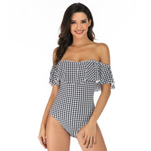 Load image into Gallery viewer, Amazon Wholesale European And American Sling Print Swimwear, Various Ways To Wear Hollow Triangle Ruffled One-Piece Swimsuit Ladies
