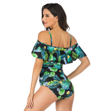 Load image into Gallery viewer, Amazon Wholesale European And American Sling Print Swimwear, Various Ways To Wear Hollow Triangle Ruffled One-Piece Swimsuit Ladies
