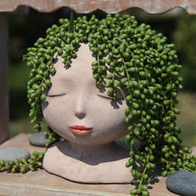 Load image into Gallery viewer, Sculpture Flowerpot With Closed Eyes Doll Garden Decoration Ornaments

