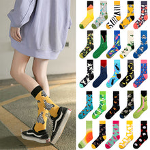Load image into Gallery viewer, Vintage Green And Yellow Long Tube Flower Socks
