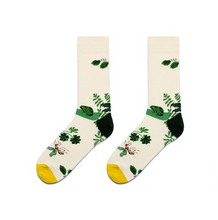 Load image into Gallery viewer, Vintage Green And Yellow Long Tube Flower Socks
