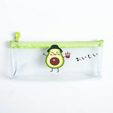 Load image into Gallery viewer, Japanese Stationery Avocado Quicksand Transparent Female Ins Wind Simple Portable Large-Capacity Storage Bag Pen Case
