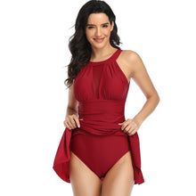 Load image into Gallery viewer, One-piece swimsuit plus size mesh skirt
